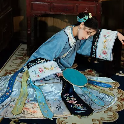 Wholesale Chinese Dresses Qing Dynasty Round Neck Horse Skirt Flower Clothing • $63.35