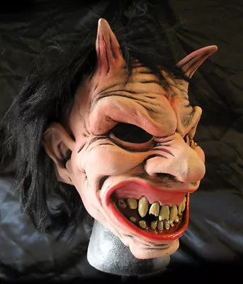 $42.95 • Buy Mischevious Crazy Devil Smiling Mad Imp Scary Funny Adult Latex Halloween Mask