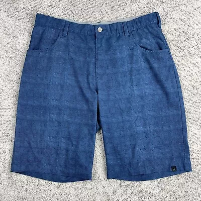 Adidas Golf Shorts Mens 34 Blue Denim Pattern Stretch 10 Inseam 21 Length EUC • $24.89