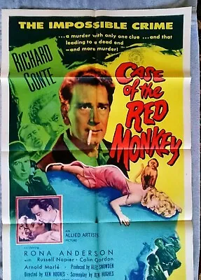 The Case Of The Red Monkey Movie Poster RICHARD CONTE Rona Anderson MYSTERY 1955 • $150