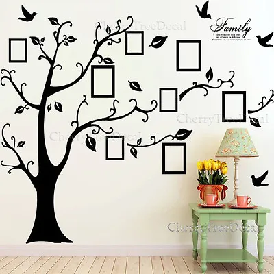 * Huge *Family Tree Wall Stickers Birds Photo Frame Art Decals Home Decor • £8.99