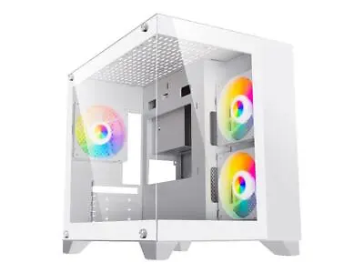 DIYPC DIY-CUBE01-W White USB3.0 Tempered Glass Micro ATX Gaming Computer Case W/ • $54.97