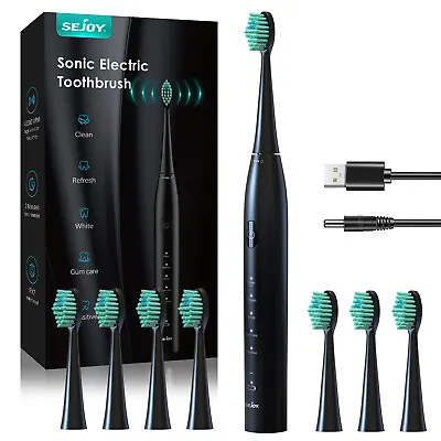 Sonic Electric Toothbrush 5 Modes 8 Replacement Brush Heads Rechargeable • $22.86