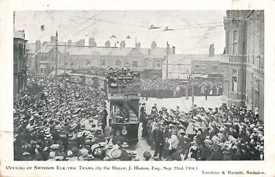 1904 Edwardian Postcard Swindon Electric Trams Opening • £2.50