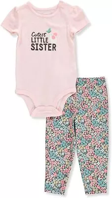 Carter's  Baby Girl's 2-Piece Cutest Little Sister Bodysuit & Pants Set   9M-24M • $8.99