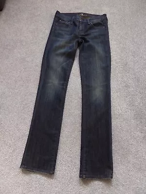 JEANS By 7 FOR ALL MANKIND Size 26 (App 8?) DARK BLUE Bronze Chains Designer • £13.99