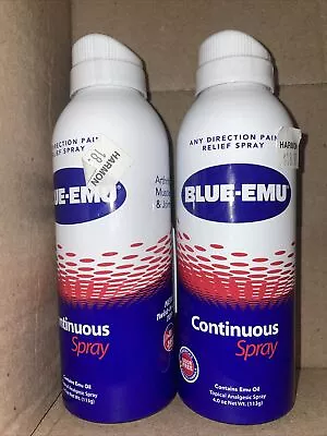 $9.99 • Buy LOT OF TWO  BLUE-EMU Pain Relief Continuous Spray For Muscle / Joint / Bruises