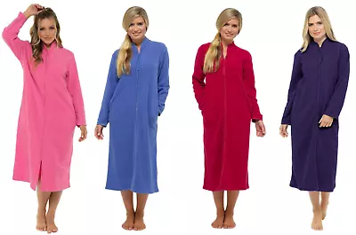 Ladies Lady Selena  Zip Up Soft Fleece Dressing Gown Zipped Robe UK Sizes 10-28 • £16.86