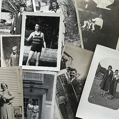 10 Vintage Photos Original B&W Vernacular Snapshots 1920s 1930s 1940s L6 • $5.95