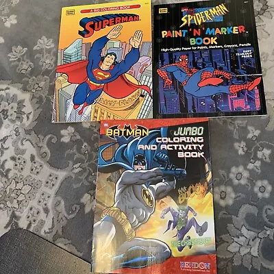 LOT OF 3 Vintage Color & Activity Books SPIDERMAN BATMAN SUPERMAN  • $8