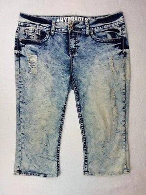 $19.99 • Buy Hydraulic Lola Curvy Capri Pants Jeans Womens Plus Size 18W Acid Wash Distressed