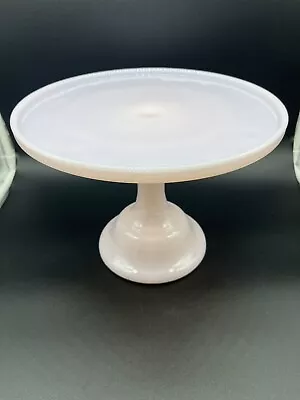 Mosser (?) Glass 10  Pedestal Cake Plate Stand Crown Tuscan Pink Milk Nice Cond! • $94.99