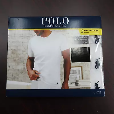 Polo Ralph Lauren Classic Fit Crew-Neck T-Shirt Men's White 3 Pack Sz. Medium • $34.99