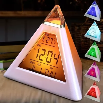 7 Colors Colorful LCD Alarm Clock Night Light Thermometer Digital Wall Led Clock • $18.31