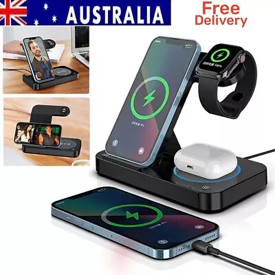 Fast Wireless Charger 3 In 1 Foldable Charging Station For Samsung IPhone Watch • $25.99