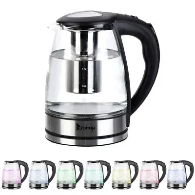 £16.99 • Buy ZOKOP 2000W 7 Colours LED Illuminated Electric Glass Kettle 1.8L