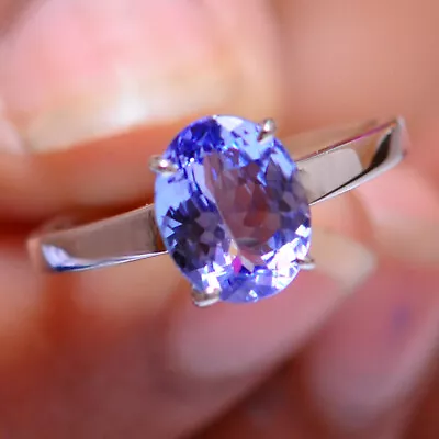 1.55 Carat Oval Cut Natural Tanzania Tanzanite Woman's Ring In 14KT White Gold • £229.50