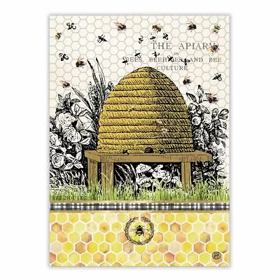 Michel Design Works Cotton Kitchen Tea Towel Honey & Clover Bee Hive Skep - NEW • $10