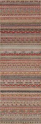 Geometric Gabbeh Kashkoli 10 Ft Oriental Runner Rug Wool Hand-knotted 3'x10'  • $419