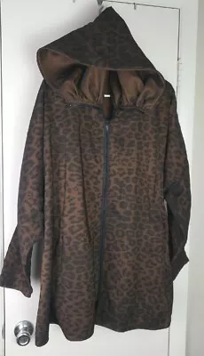 MYCRA PAC Bag It Reversible Choc-Bronze/Black Leopard Rain Coat Jacket Sz S • $54.50