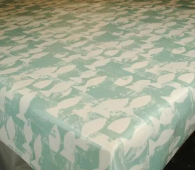 £15.99 • Buy Shoal Fish Duckegg Cotton PVC WIPE CLEAN Tablecloth Oilcloth