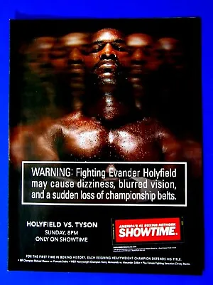 Evander Holyfield Vs Mike Tyson Blurred 1996 HBO Original Print Ad 8.5 X 11   • $5.95