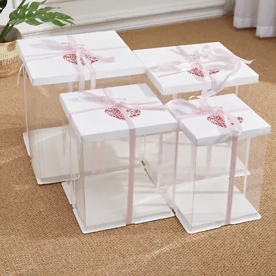 Deep Clear Cake Boxes Transparent Display Packaging Cupcake Doll Favour Gift Box • £5.95