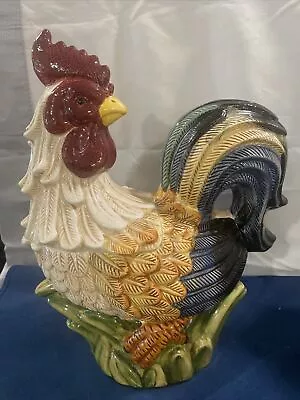 Vintage Jay Import Large Ceramic Country Chicken Rooster Lidded Cookie Jar • $35