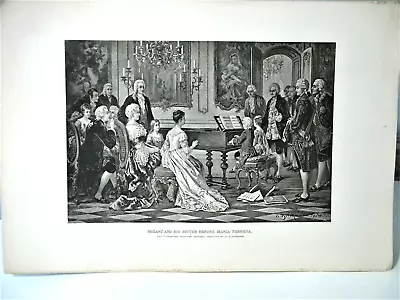 ANTIQUE PHOTOGRAVURE PRINT - 1800s Mozart And His Sister Before Maria Theresa • $24.95