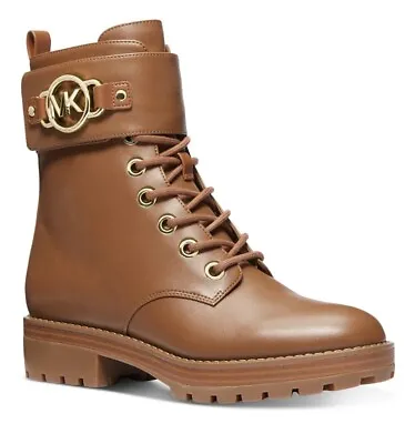 NIB $195 MICHAEL KORS Rory Luggage Leather And Logo Combat Boot 7 ❤️❤️ • $95