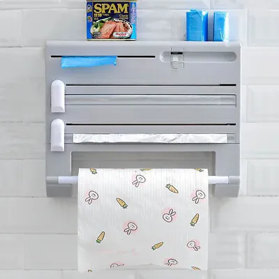 Cling Film Kitchen Foil Dispenser Paper Towel Holder Wall Storage Rack Cutting • £11.94