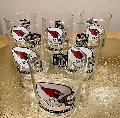 Vntg Lot Of 6 Football NFL Cardinals Glasses Tumblers Arizona St Louis Cardinal • $9