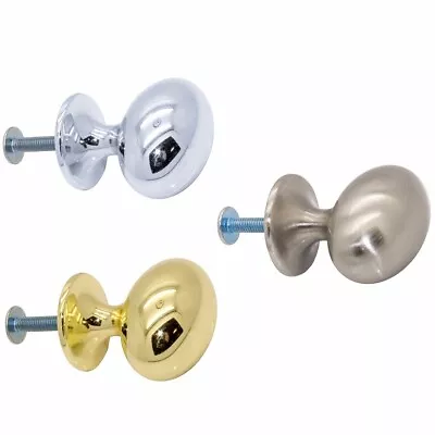 METAL DRAWER KNOBS Oval Chrome/Brass/Nickel Handle Cupboard Cabinet Furniture • £7.12