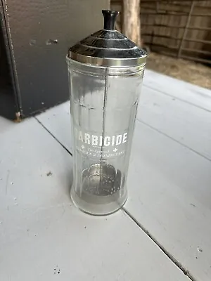 Vintage Barbicide Glass Container Germicide Disinfectant Barber Jar 11 1/2 • $45