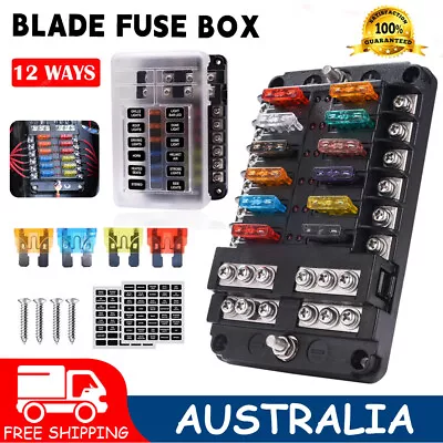 12 Way Blade Fuse Box Block Holder LED 12V 32V For Car Boat Van With 24X Fuses A • $17.85