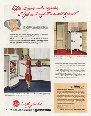 1945 General Electric Refrigerator: Old Friend Vintage Print Ad • $8.75