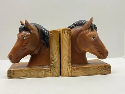 Pair Of Vintage Lefton Horse Head Bookends Equestrian Japan ~ Nice • $15