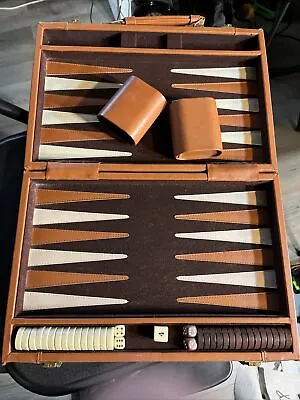 Vintage Backgammon Game Set In Brown Corduroy Case By Cardinal • $24.99