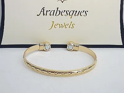 Ladies Diamond Cut Copper Magnetic Bangle/bracelet Arthritis/pain Relief. Gold • £12.99