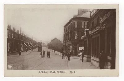 £4 • Buy Reddish, Gorton Road, Stockport Tram, Manchester, Cheshire, Real Photo Postcard