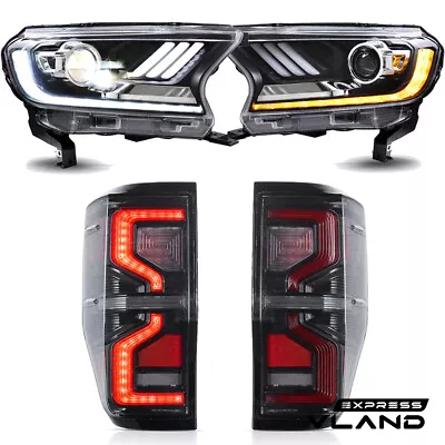 Mustang Syle Headlights+Clear LED Tail Lights Animation For 2015-21 Ford Ranger • $911.99