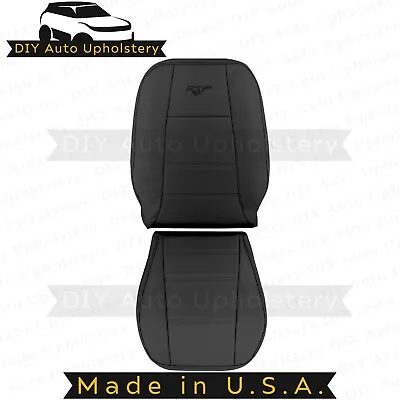 1999-2004 For Ford Mustang V6 Driver Top/Bottom Leather Seat Cover Black • $275.49
