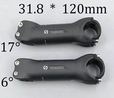 TOSEEK Carbon 3K Stem 6/17° Mountain MTB Road Bike Handlebar Stems 31.8*120mm • $27.19