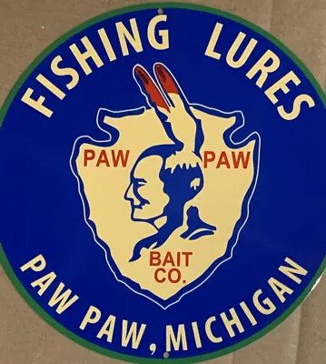 Vintage Style Paw Paw Michigan Fishing Lures Steel Metal Quality Sign • $55