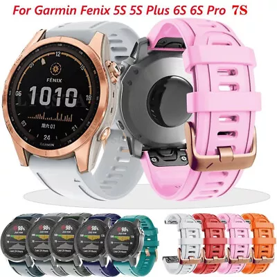 Quickfit Strap For Garmin Fenix 7S 6S Pro 5S Silicone Watch Band Rosegold Buckle • $25.98