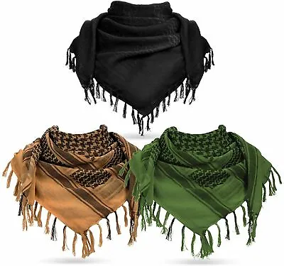 100% Soft Cotton Shemagh Scarf Arab Keffiyeh Military Desert Head Neck Wrap Mask • £6.99