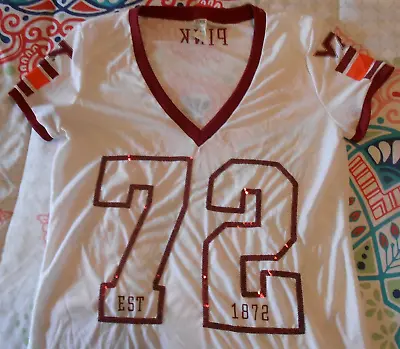 Virginia VA Tech Hokies Jersey Victorias Secret PINK Womens Small/Petite Top • $14.95