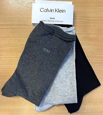 Calvin Klein Women's Roll Top Socks (Pack Of 3) Dark Grey Melange One Size • £12.50