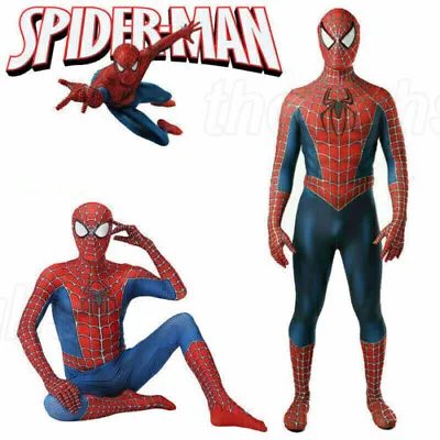 Adult Mens Raimi Spiderman Jumpsuit Halloween Kids Cosplay Xmas Costumes UK • £12.15