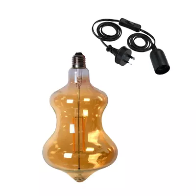 $84.99 • Buy Curved Edison LED Light Globe & Power Cord Plug In 1.8m E27 4 Watt Bulb 25cm
